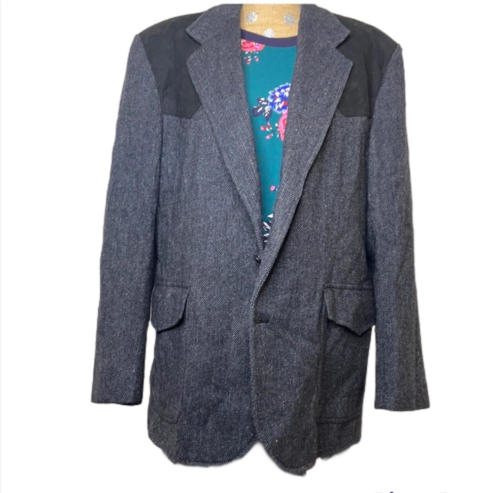 Vintage Pendleton Herringbone Wool Western Shoulder Elbow Patch Tweed 46 Blazer
